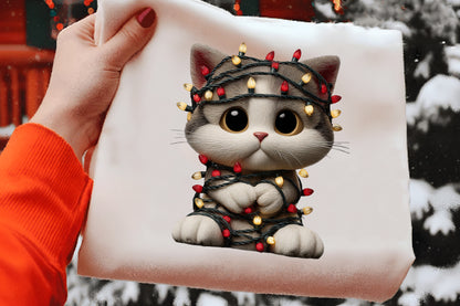 Whimsical Christmas Cat Clipart PNG