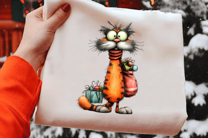 Whimsical Christmas Cat Clipart PNG Sublimation