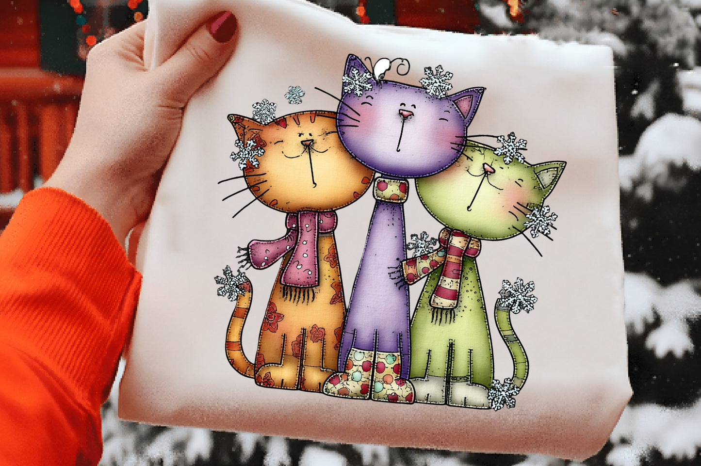 Whimsical Christmas Cat Clipart PNG