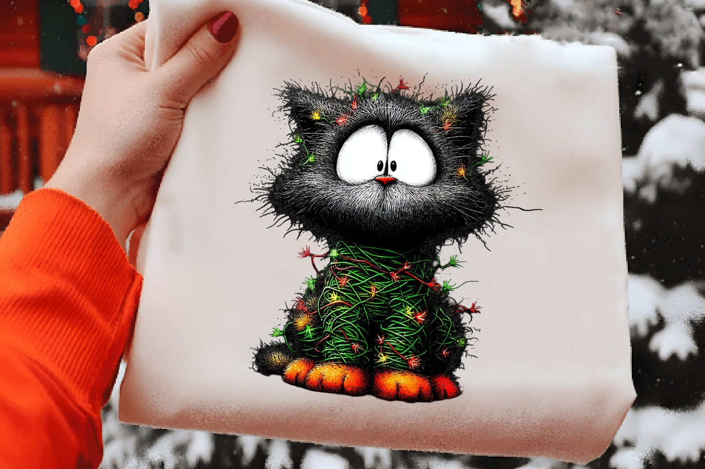 Whimsical Christmas Cat Clipart PNG