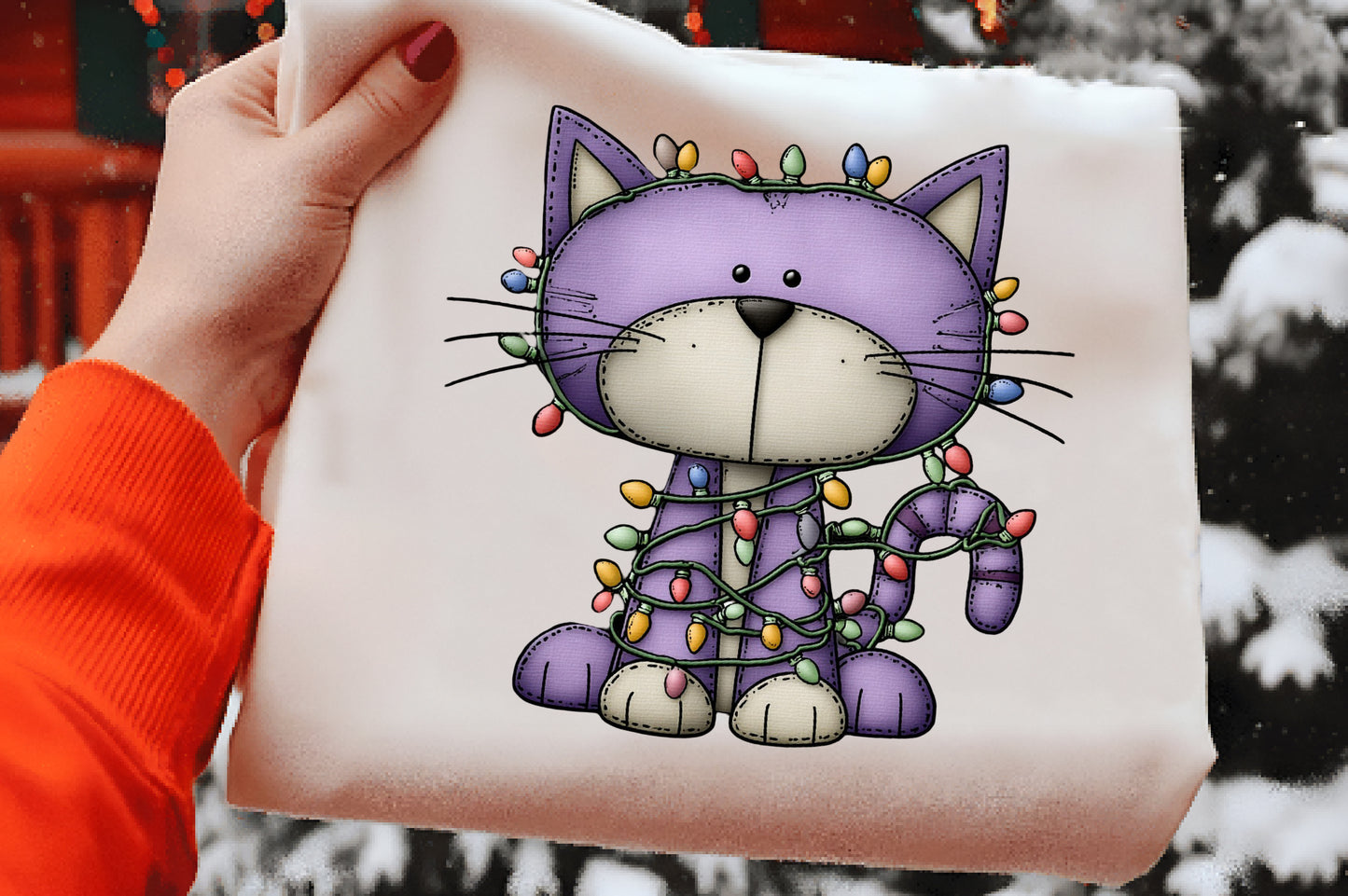 Whimsical Christmas Cat Clipart PNG