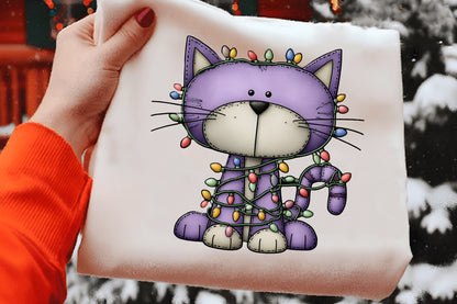 Whimsical Christmas Cat Clipart PNG