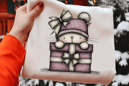 Whimsical Christmas Cat Clipart PNG Bundle | Cute Watercolor Holiday Kitty Clipart | Festive Christmas Cat PNG