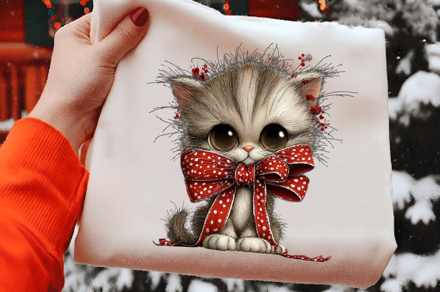 Whimsical Christmas Cat Clipart PNG