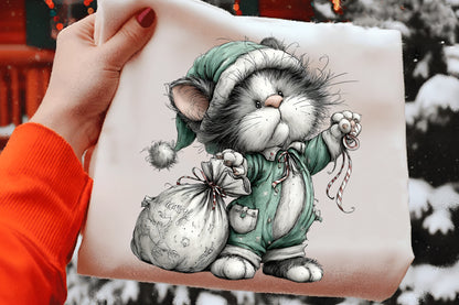 Whimsical Christmas Cat Clipart PNG Bundle | Cute Watercolor Holiday Kitty Clipart | Festive Winter Cat PNG