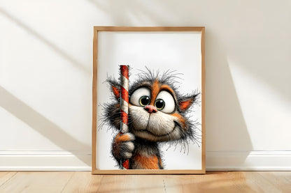 Whimsical Christmas Cat Clipart PNG Sublimation