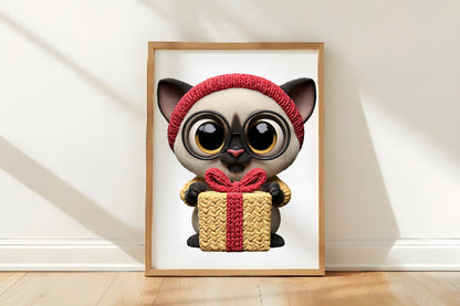 Whimsical Christmas Cat Clipart PNG