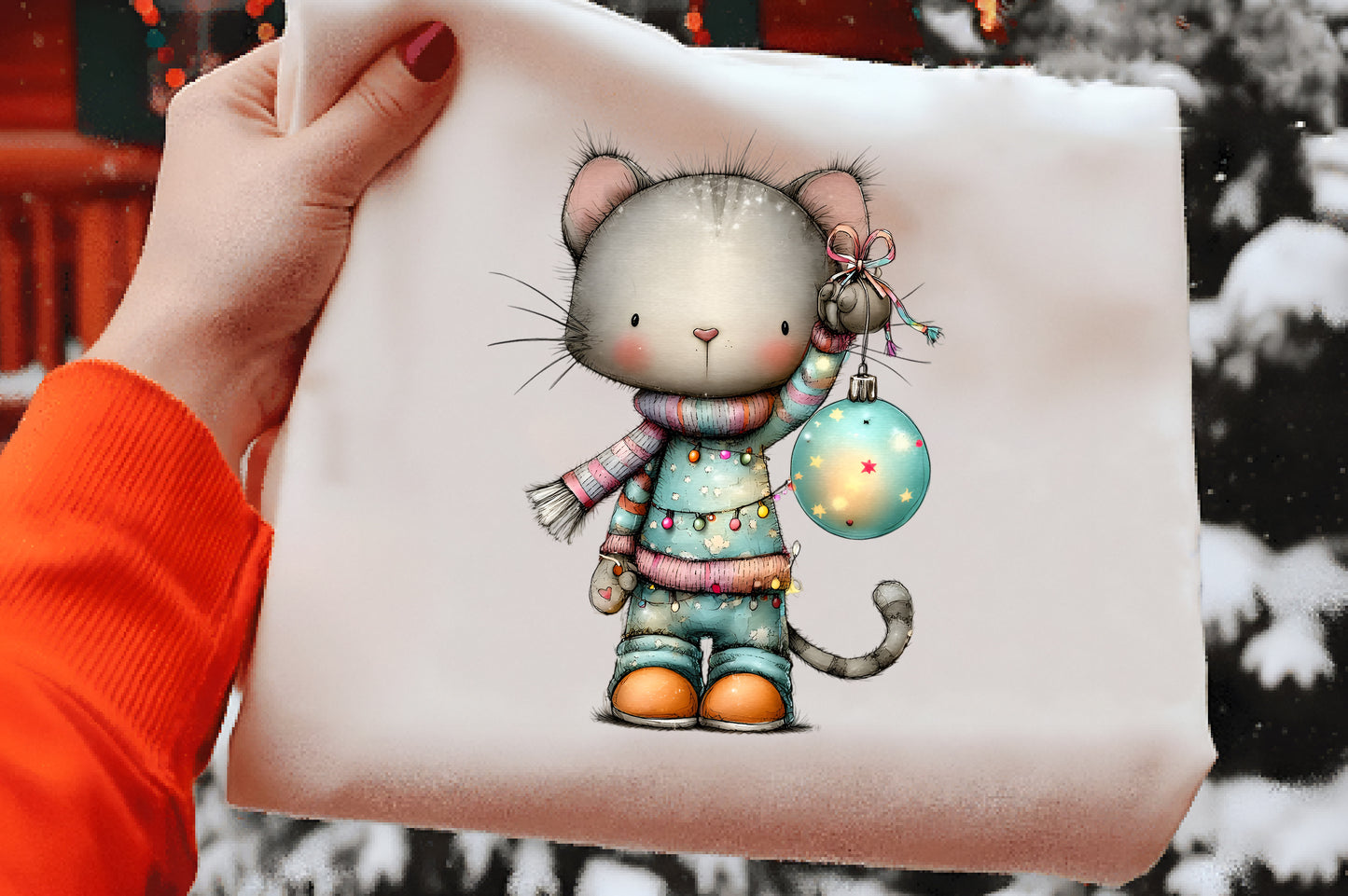 Whimsical Christmas Cats Clipart PNG Sublimation