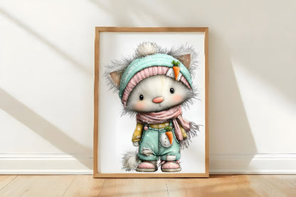 Whimsical Christmas Cats Clipart PNG Sublimation