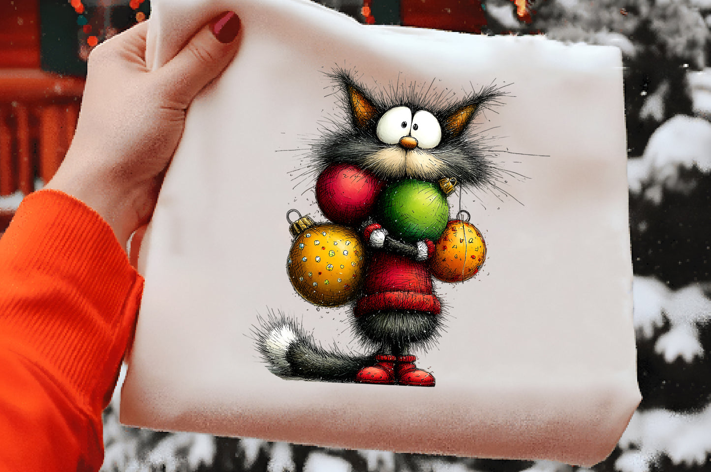 Whimsical Christmas Cats Clipart PNG