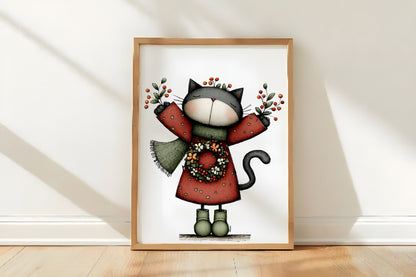 Whimsical Christmas Cats Clipart PNG Sublimation