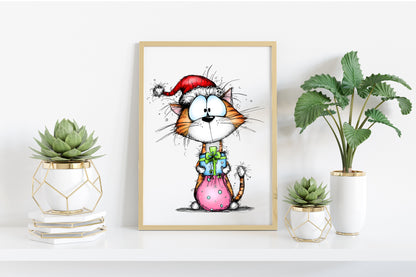 Whimsical Christmas Cats Clipart PNG Bundle | Cute Watercolor Holiday Cats Clipart