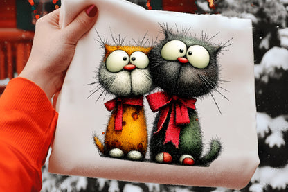 Whimsical Christmas Cats Clipart PNG