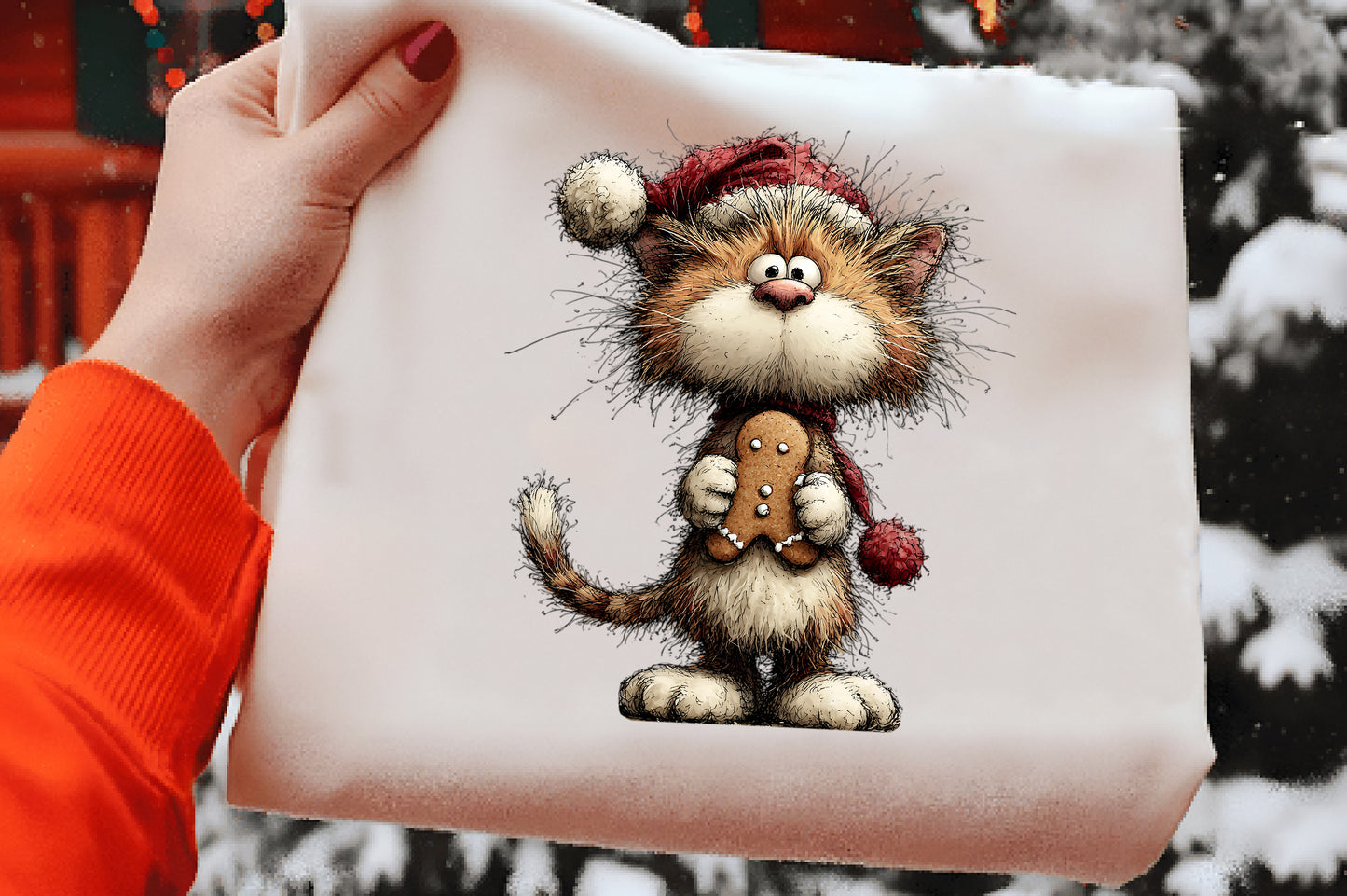 Whimsical Christmas Cats Clipart PNG