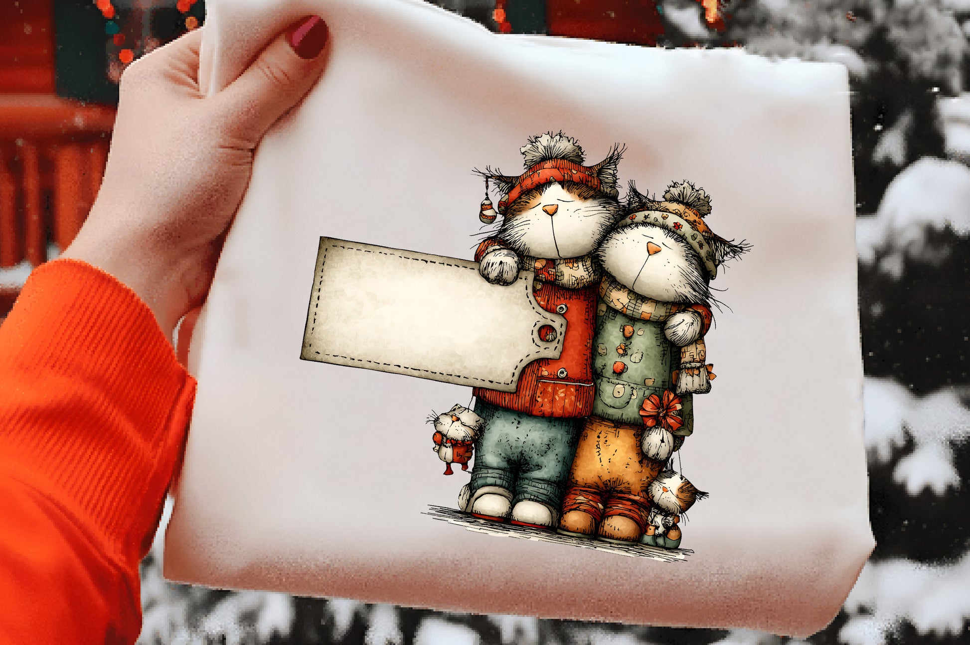 Whimsical Christmas Cats Clipart Bundle PNG