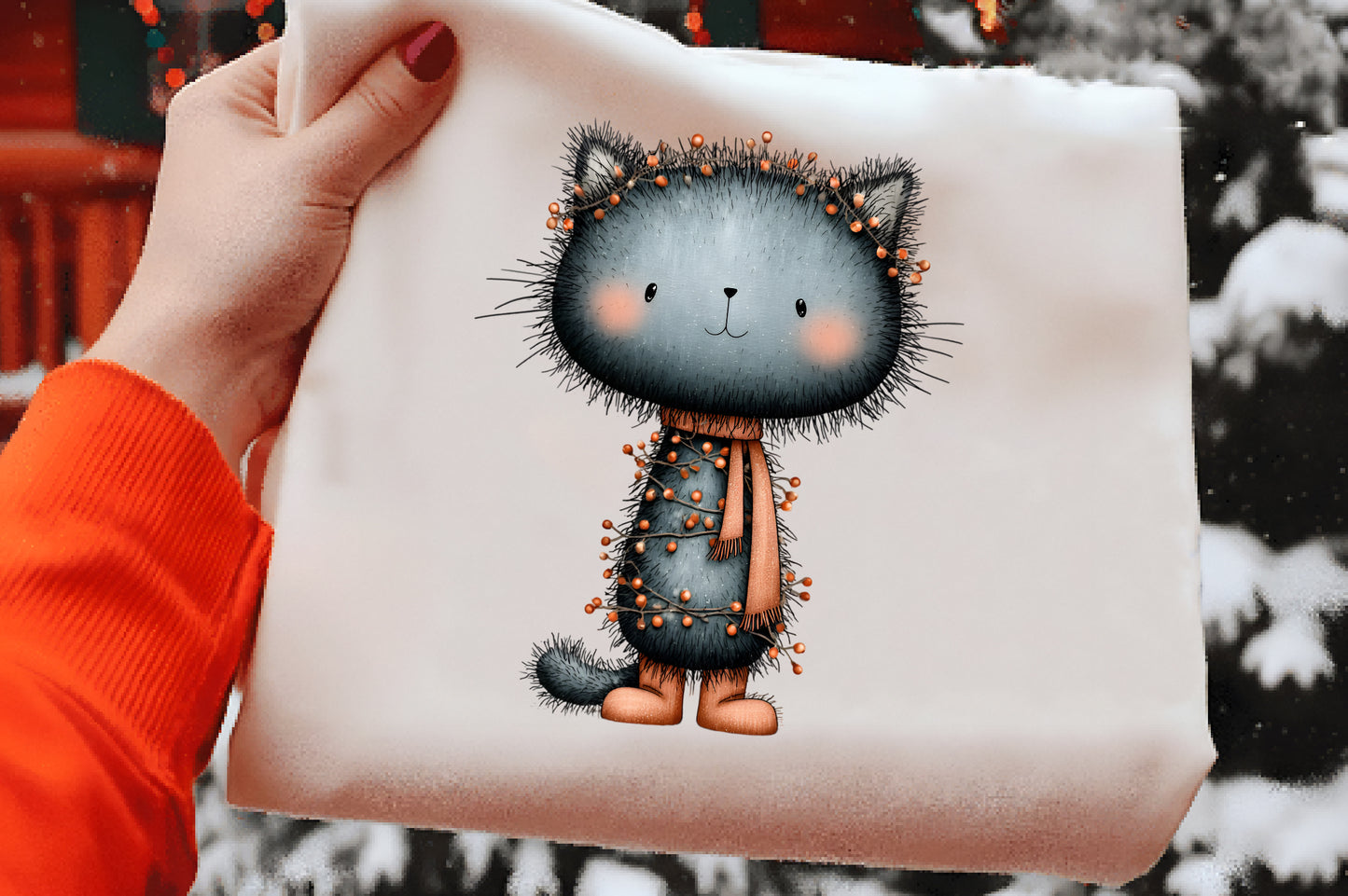 Whimsical Christmas Cats Clipart PNG Sublimation
