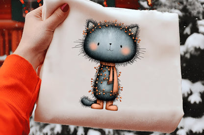 Whimsical Christmas Cats Clipart PNG Sublimation