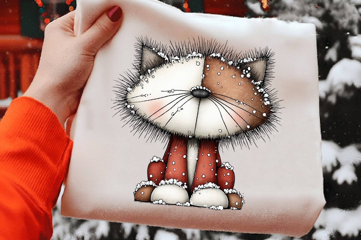 Whimsical Christmas Cats Clipart PNG Bundle | Cute Watercolor Holiday Cats | Festive Christmas Cat Clipart