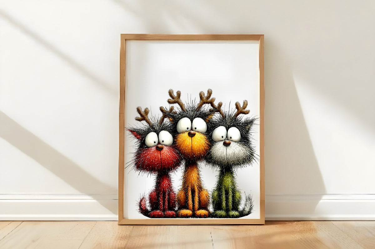 Whimsical Christmas Cats Clipart PNG