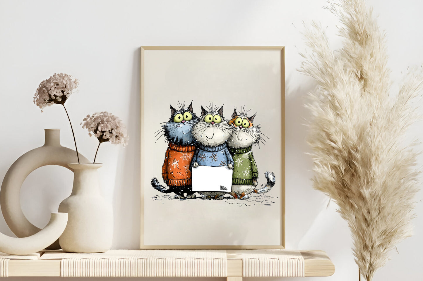 Whimsical Christmas Cats Clipart PNG