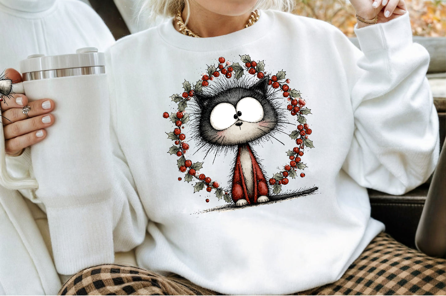 Whimsical Christmas Cats Clipart Bundle Cute Winter Cat PNG