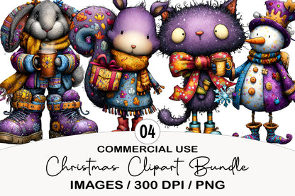 Whimsical Christmas Clipart Bundle PNG