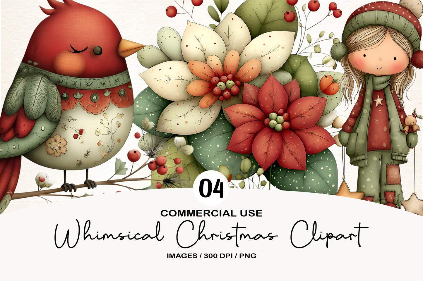 Whimsical Christmas Clipart PNG Sublimation