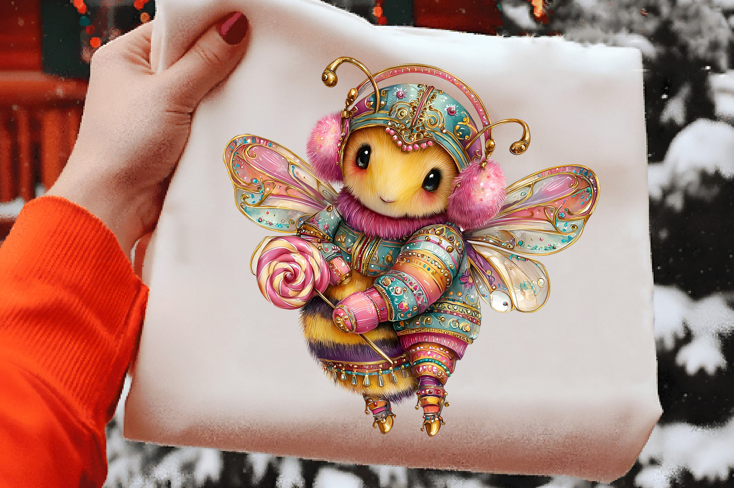 Christmas Cute Bee Clipart Bundle PNG