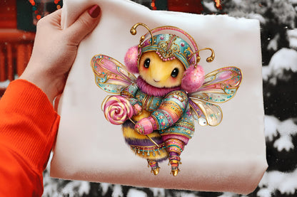 Christmas Cute Bee Clipart Bundle PNG