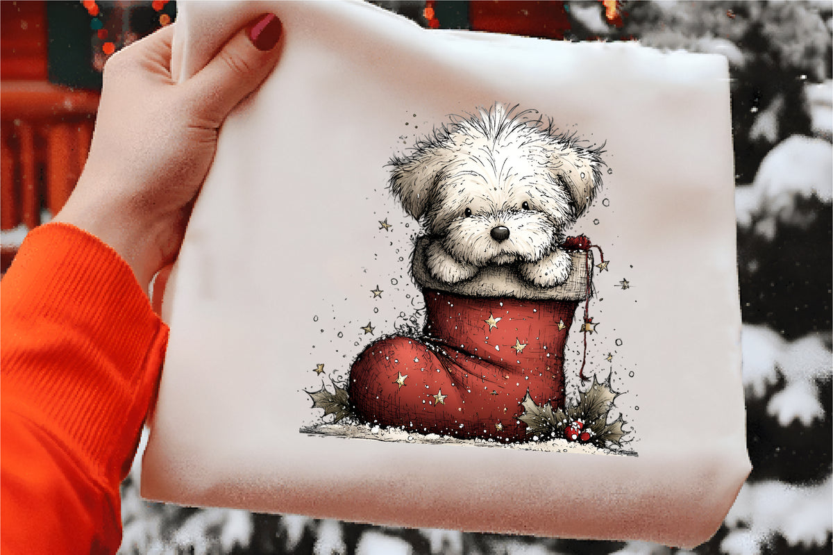 Whimsical Christmas Cute Dog Clipart PNG