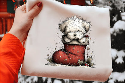 Whimsical Christmas Cute Dog Clipart PNG