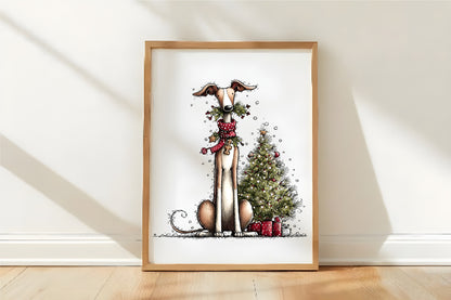 Whimsical Christmas Cute Dog Clipart PNG