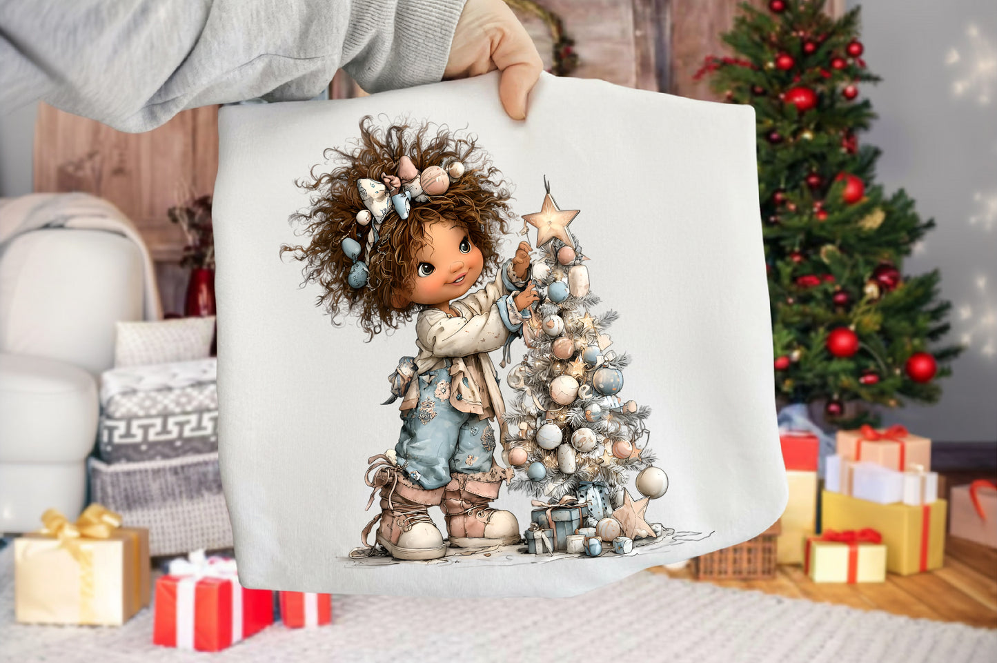 Whimsical Christmas Cute Toddler Girl Clipart PNG Bundle | Adorable Watercolor Holiday Little Girl | Festive Winter Girl PNG