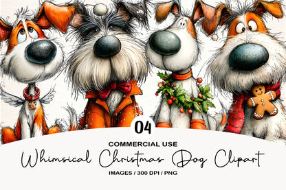 Whimsical Christmas Dog Clipart PNG Sublimation