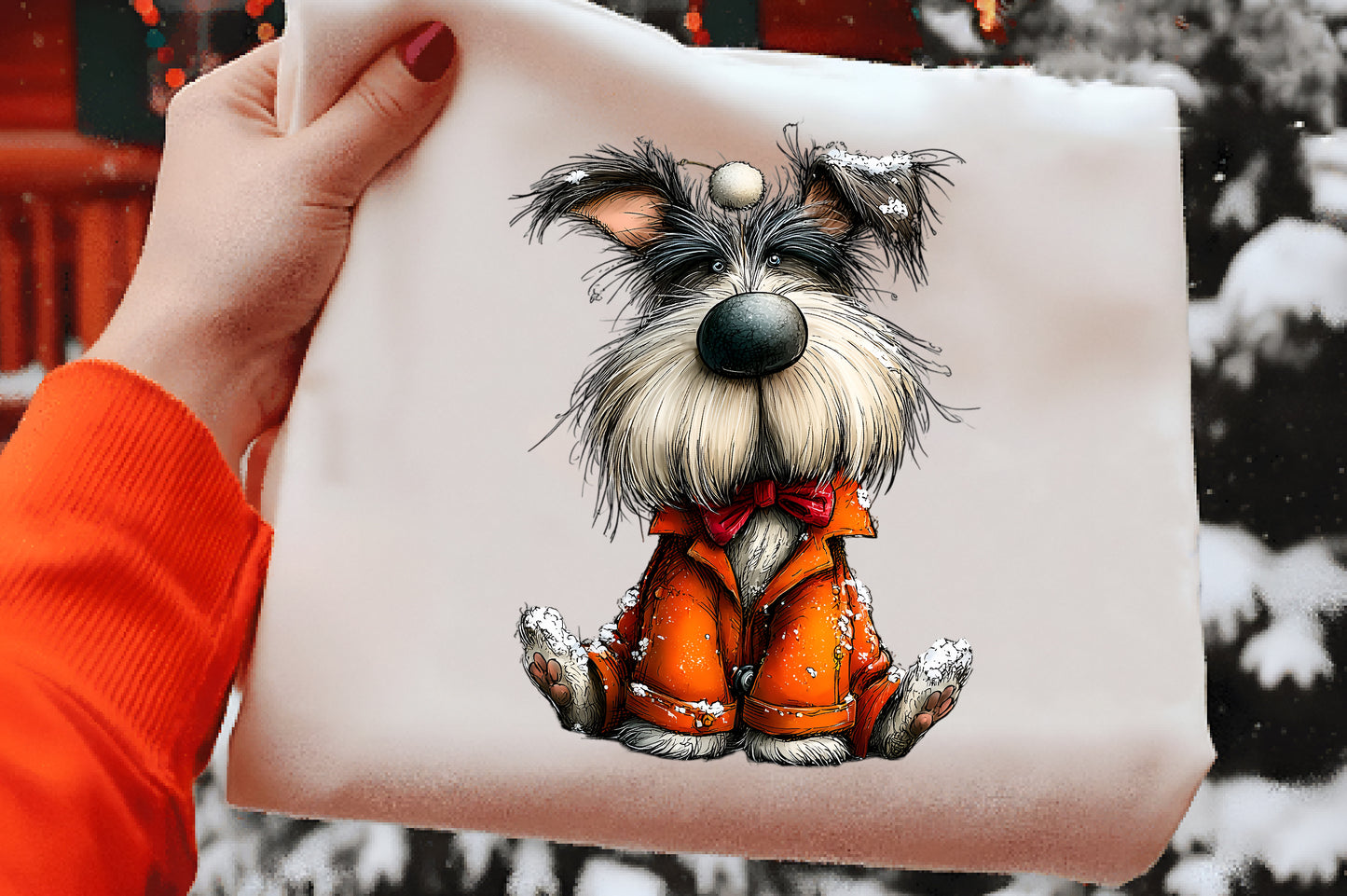 Whimsical Christmas Dog Clipart PNG Sublimation