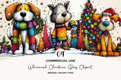 Whimsical Christmas Dog Clipart PNG