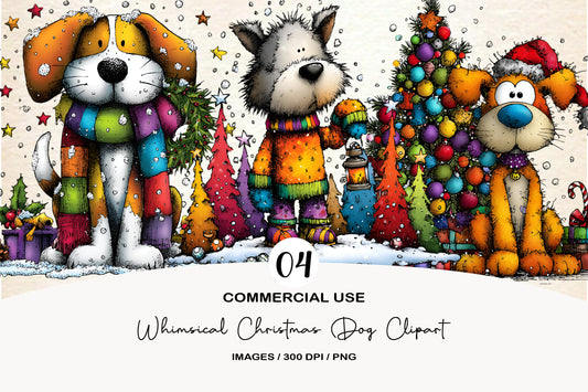 Whimsical Christmas Dog Clipart PNG