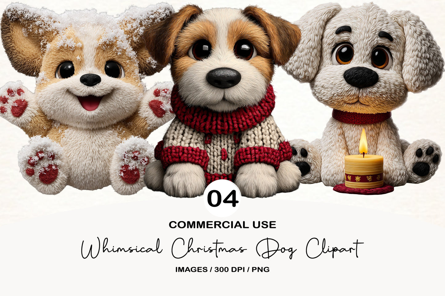 Whimsical Christmas Dog Clipart PNG