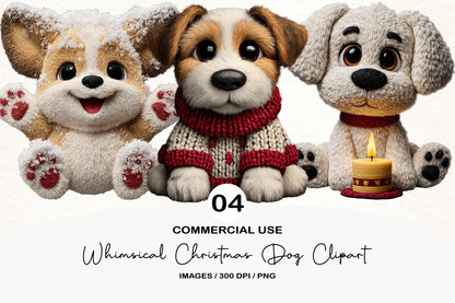 Whimsical Christmas Dog Clipart PNG