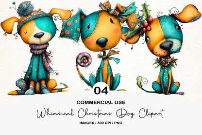 Whimsical Christmas Dog Clipart PNG