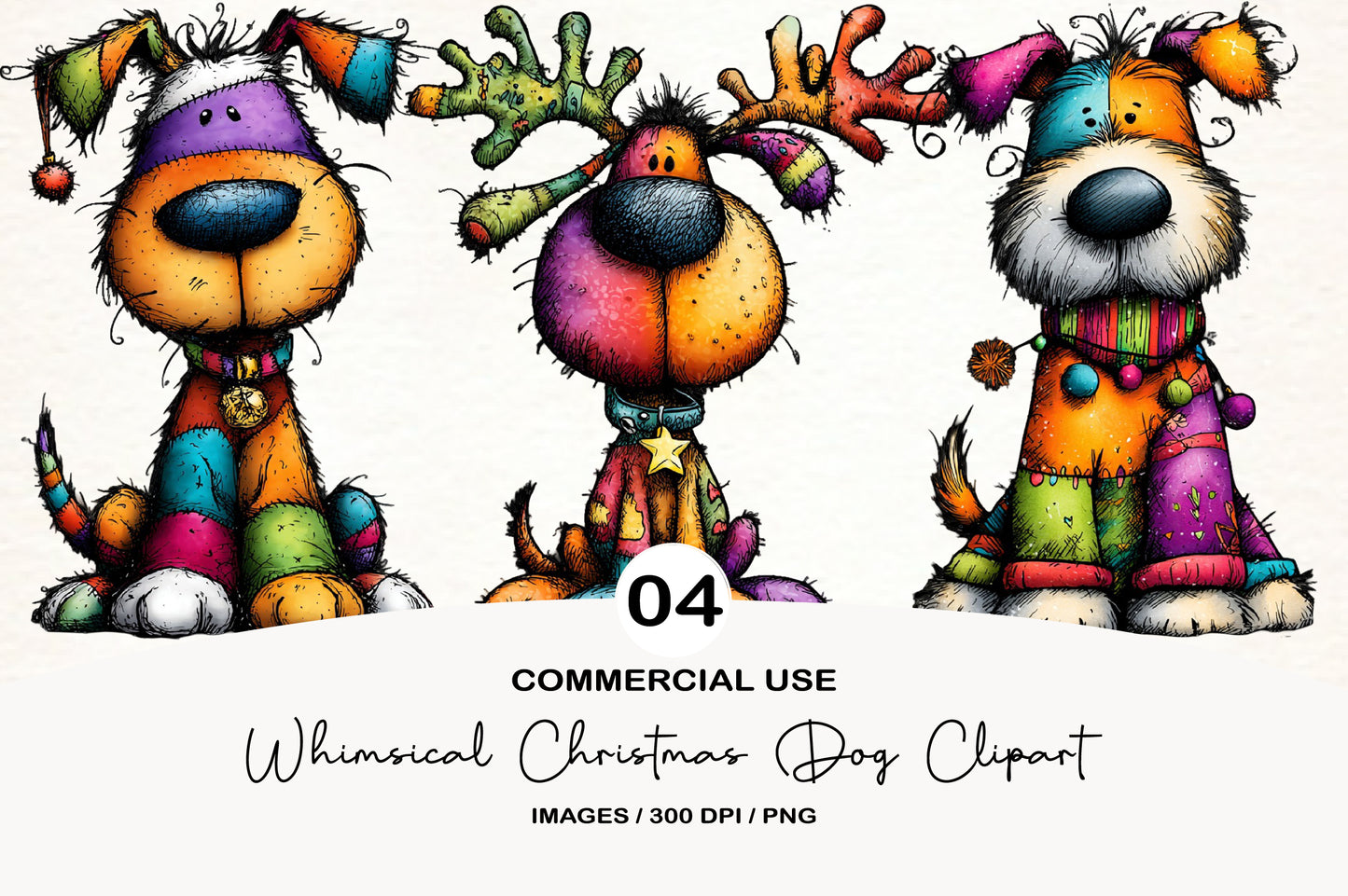 Whimsical Christmas Dog Clipart PNG