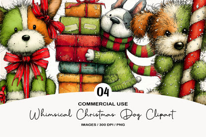 Whimsical Christmas Dog Clipart PNG
