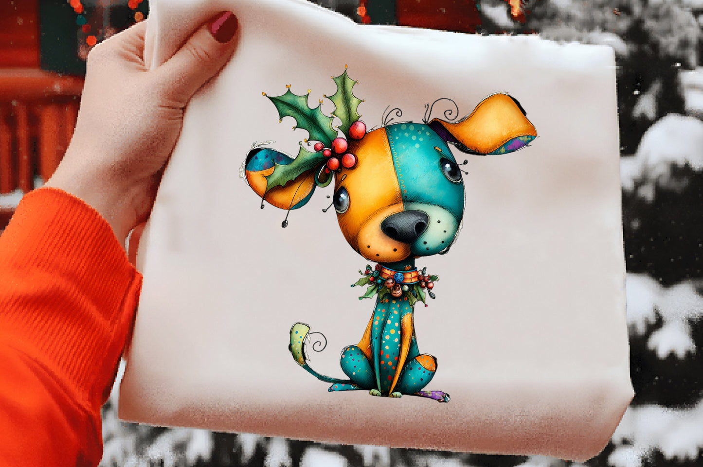 Whimsical Christmas Dog Clipart PNG