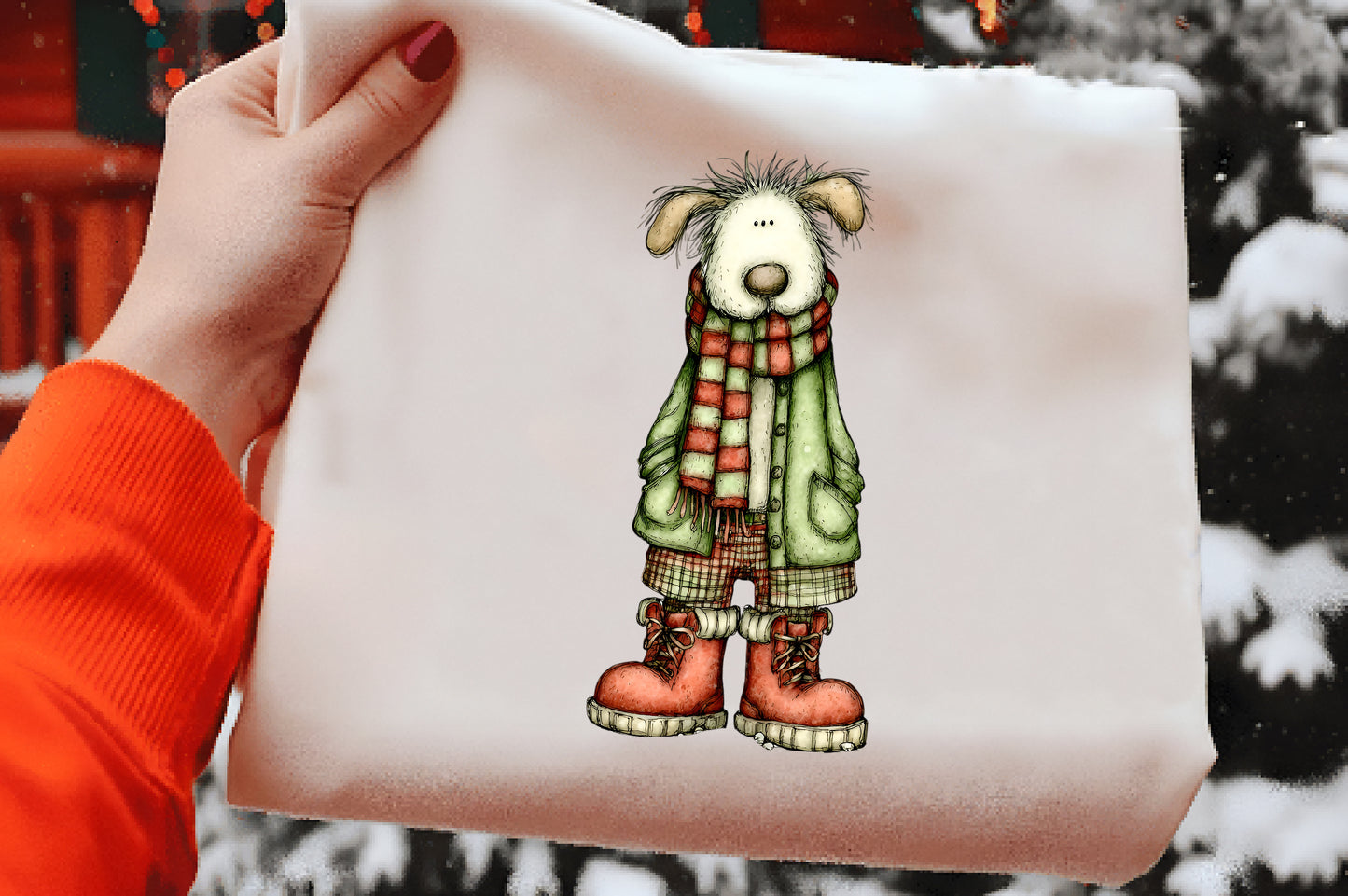 Whimsical Christmas Dog Clipart PNG Sublimation