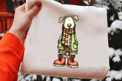 Whimsical Christmas Dog Clipart PNG Sublimation