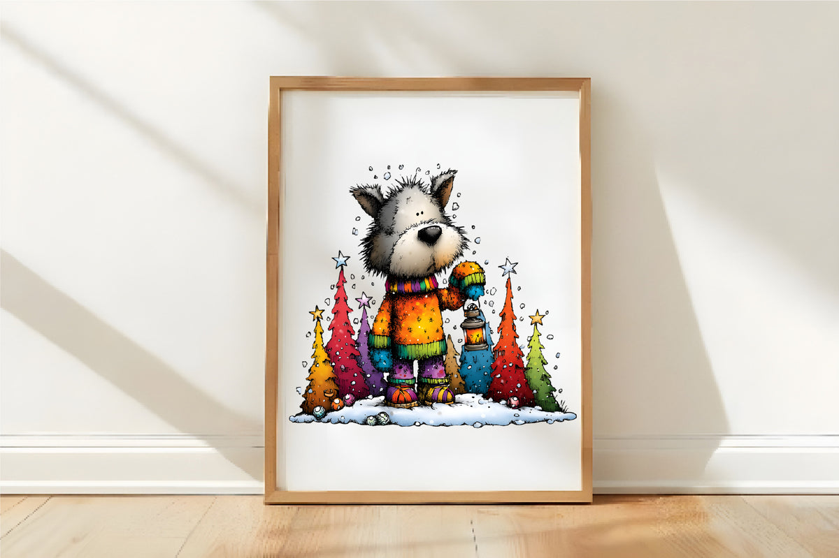 Whimsical Christmas Dog Clipart PNG