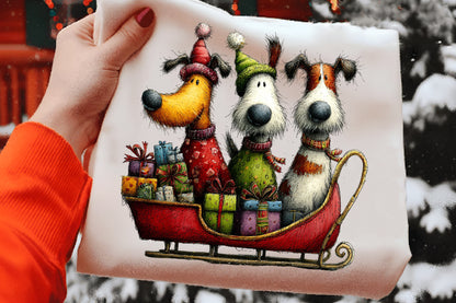 Whimsical Christmas Dogs Clipart PNG Bundle | Cute Watercolor Holiday Dogs Clipart | Festive Winter Puppies PNG