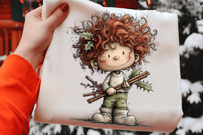 Whimsical Christmas Elf Boy Clipart PNG Bundle | Cute Watercolor Holiday Elf Boy Clipart
