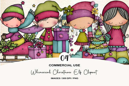 Whimsical Christmas Elf Clipart PNG