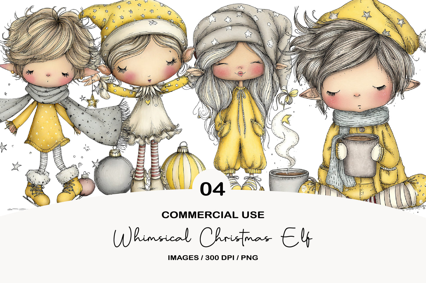 Whimsical Christmas Elf Clipart PNG Bundle | Cute Watercolor Holiday Elf Clipart | Festive Santa's Helper PNG